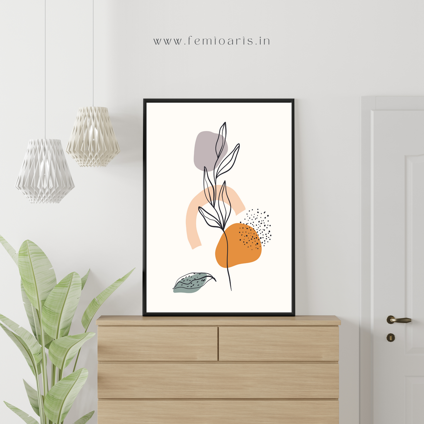 Abstract minimalist line art poster - doodle organic shapes