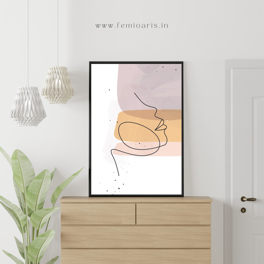 Modern abstract minimalistic women face line art