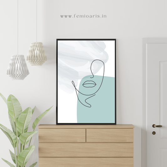 Modern abstract minimalistic women face line art