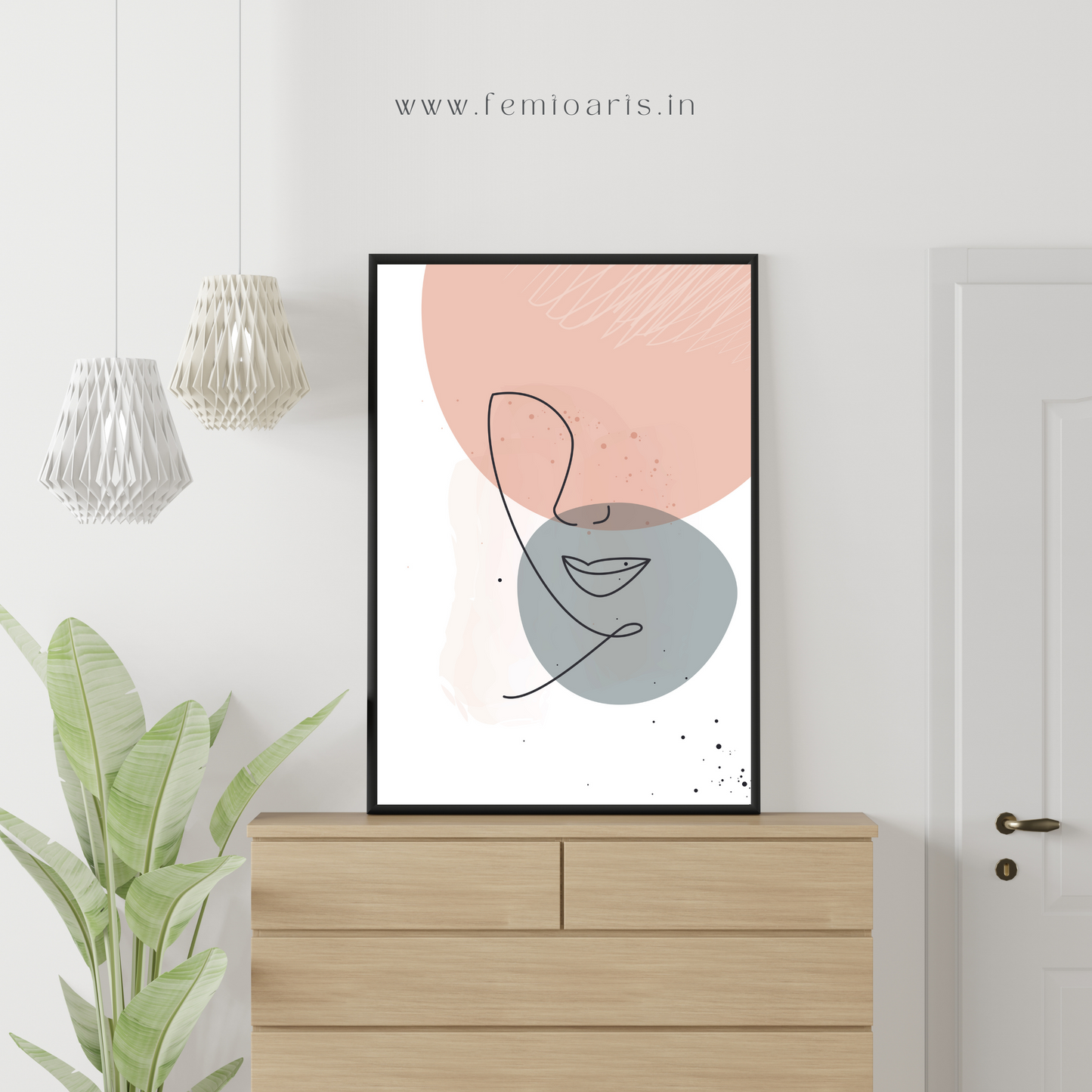 Modern abstract minimalistic women face line art