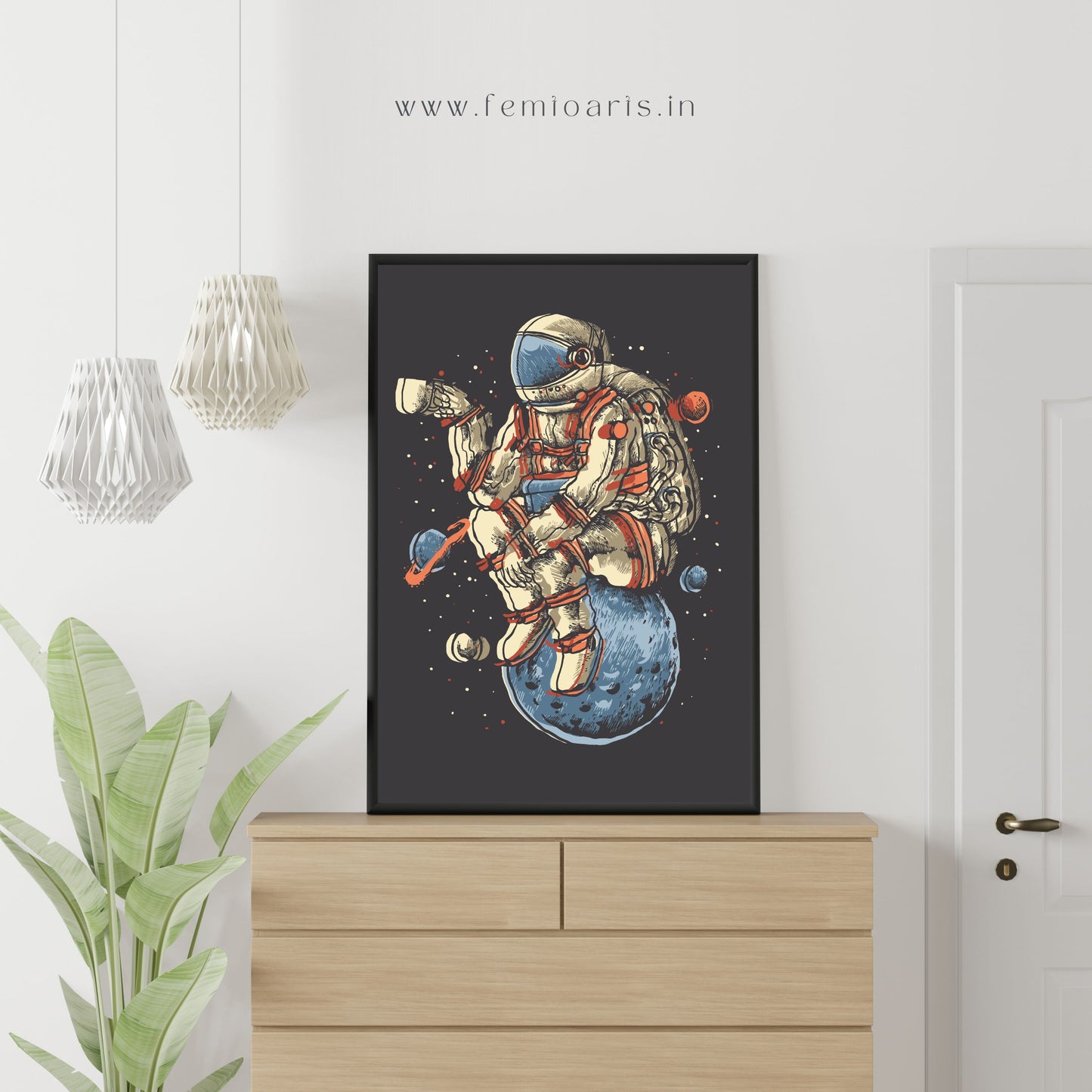 Astronaut having coffee
