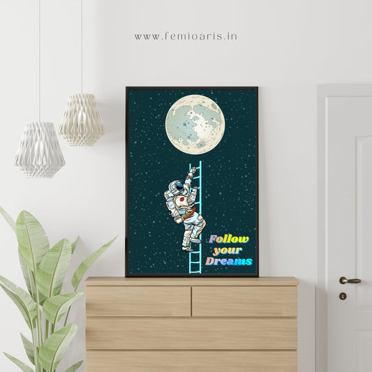 Astronaut Climbing Stairs to the Moon