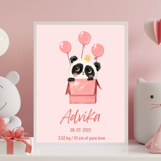 Personalized Baby Girl Poster - Name, DOB and Tagline