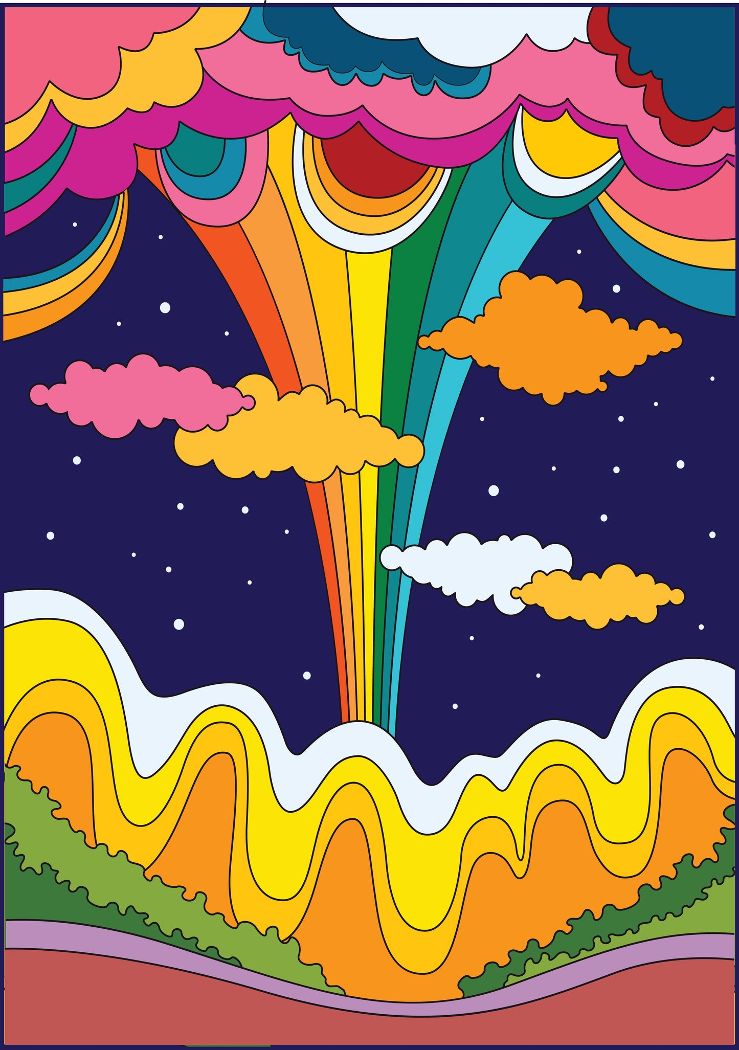 Psychedelic Art - Cloud, Rainbow and a Beautiful Scenery