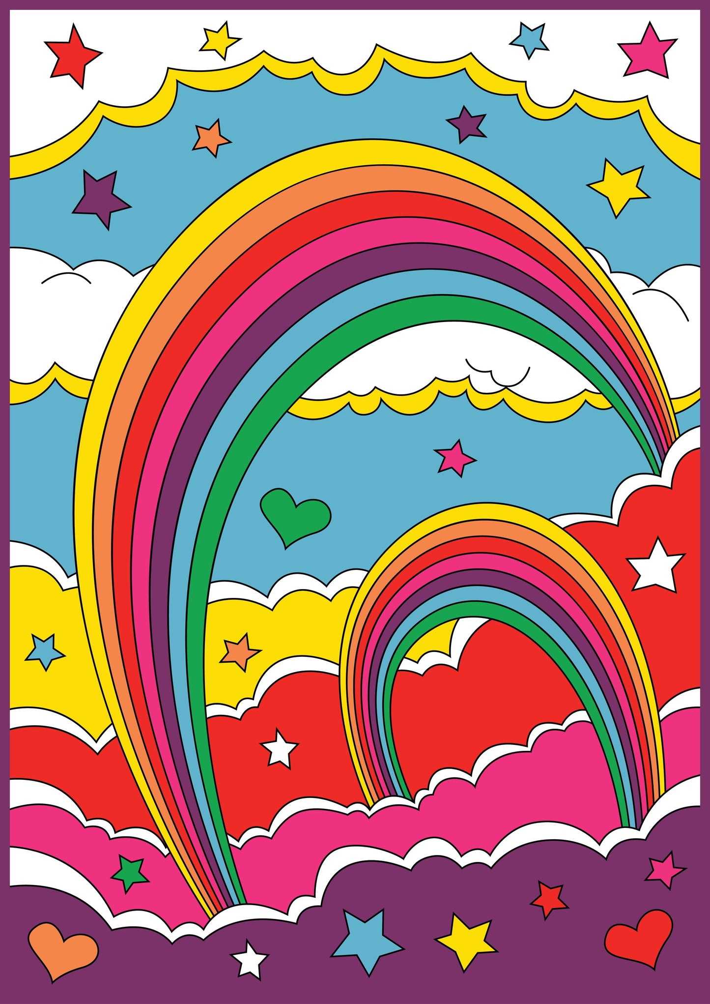 Psychedelic Art - Rainbow, Love and Stars