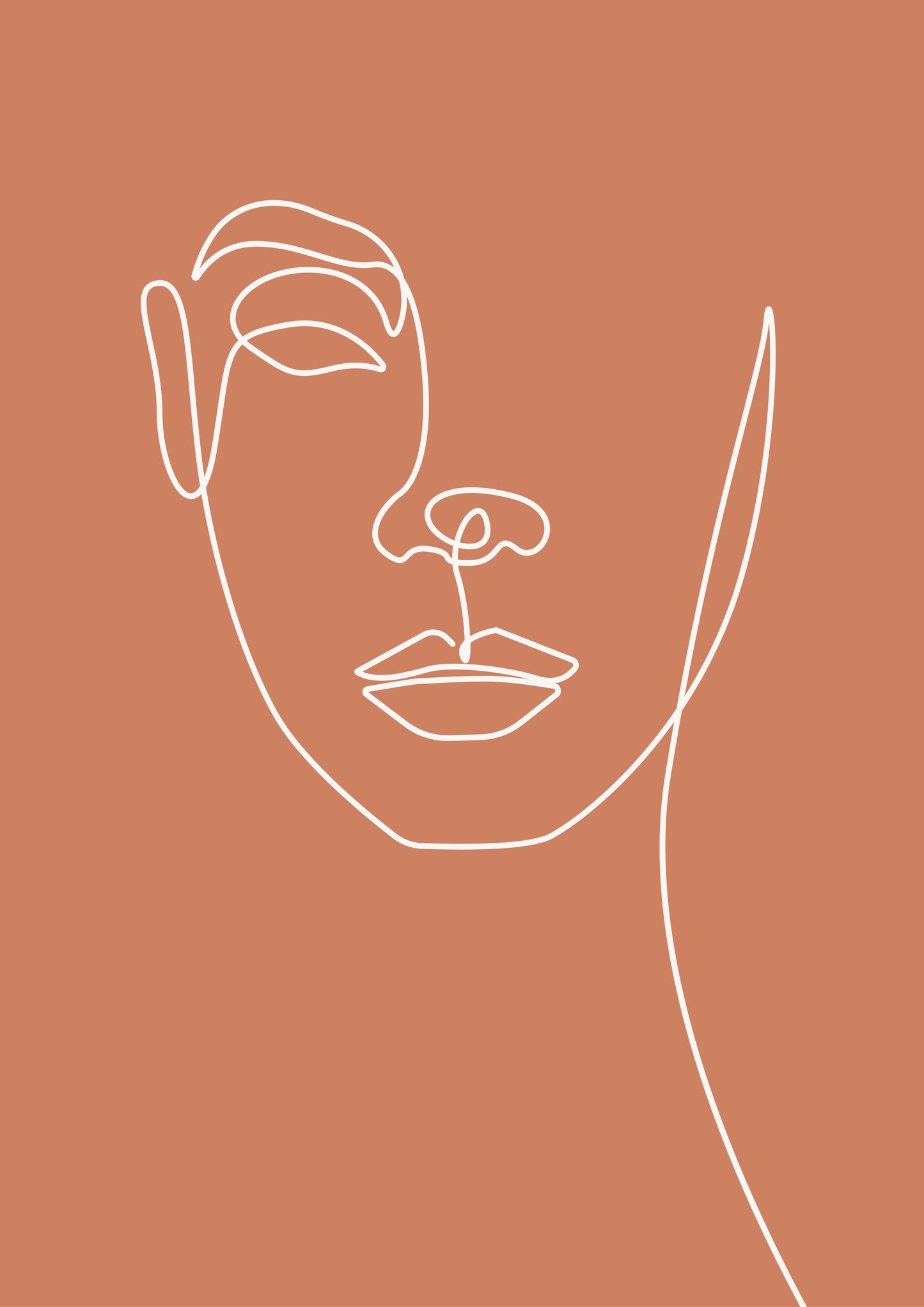 Continuous Line Drawing of a beautiful Woman Face