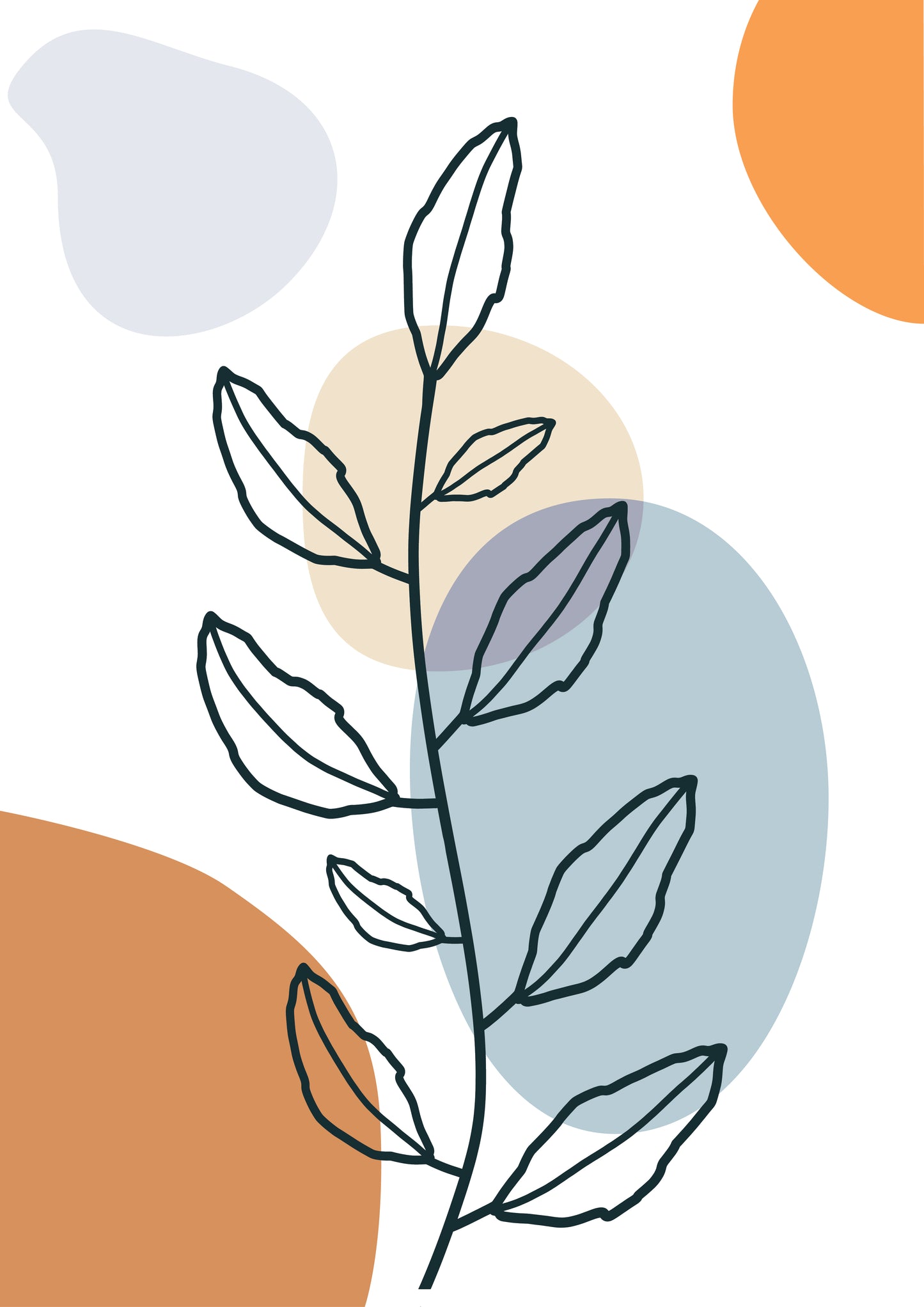 Botanical art lines on abstract backgrounds