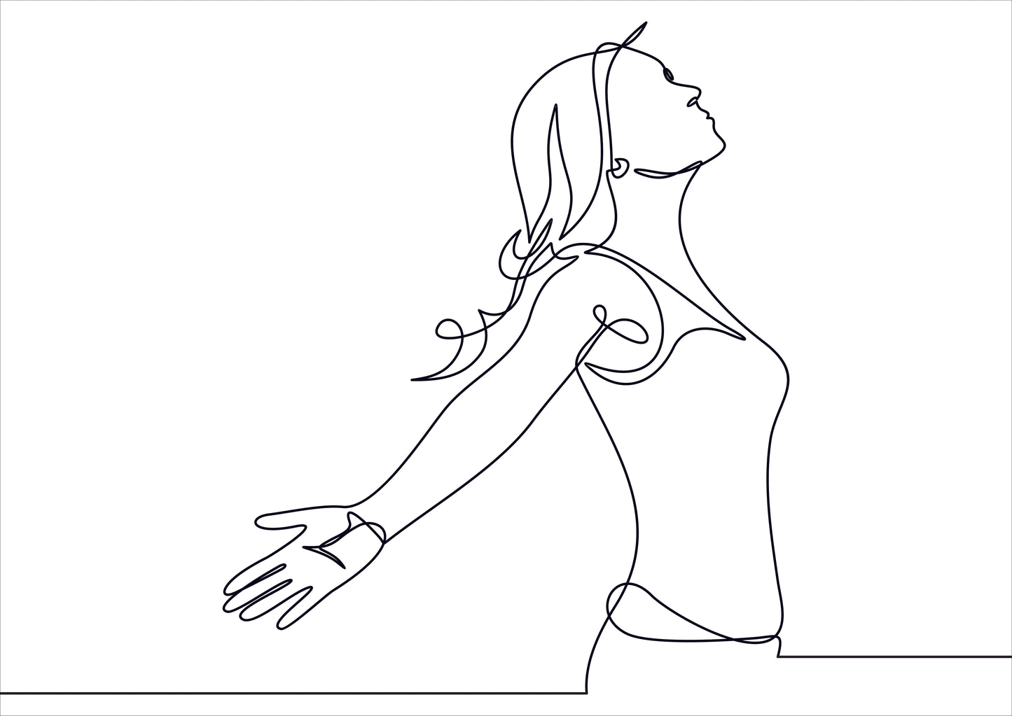 Woman stretching arms