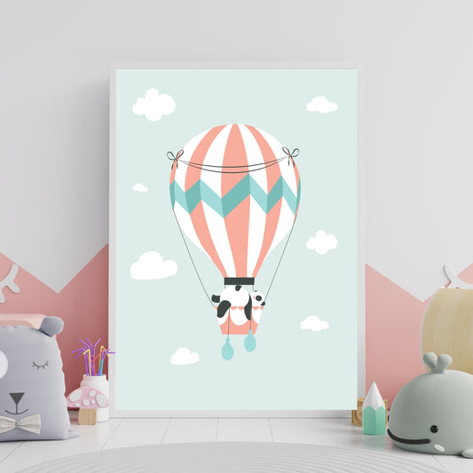 Panda on a hot air balloon